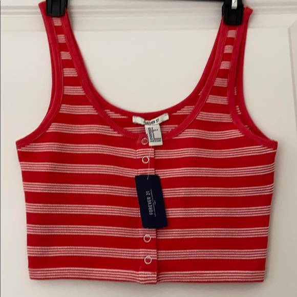 🐥Everyday Red white Forever 21 Top - Picture 2 of 7